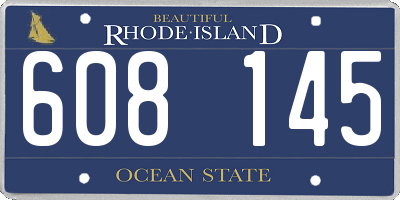 RI license plate 608145