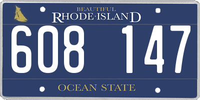 RI license plate 608147