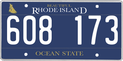 RI license plate 608173