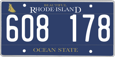 RI license plate 608178