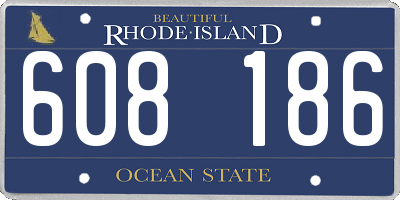 RI license plate 608186