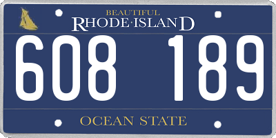 RI license plate 608189