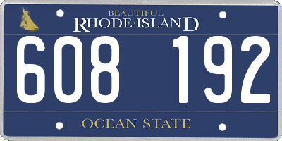 RI license plate 608192