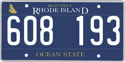 RI license plate 608193