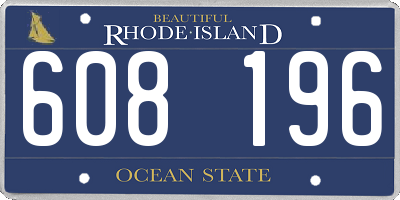 RI license plate 608196