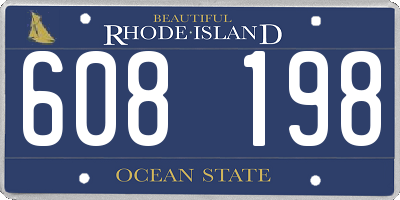 RI license plate 608198