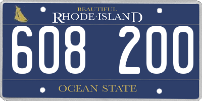 RI license plate 608200