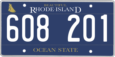 RI license plate 608201