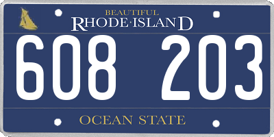 RI license plate 608203