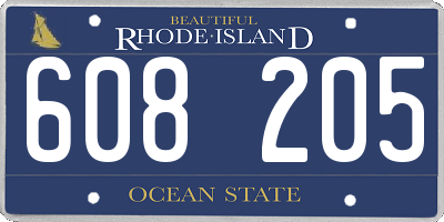 RI license plate 608205