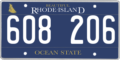 RI license plate 608206