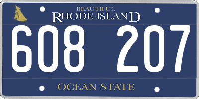 RI license plate 608207