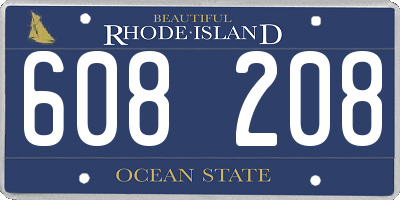 RI license plate 608208