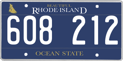 RI license plate 608212