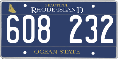 RI license plate 608232