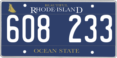 RI license plate 608233