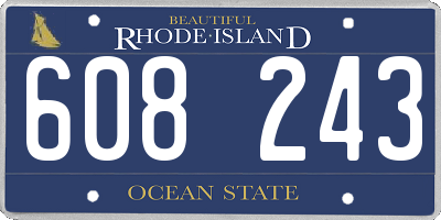 RI license plate 608243