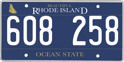 RI license plate 608258