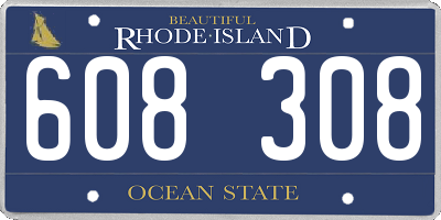 RI license plate 608308