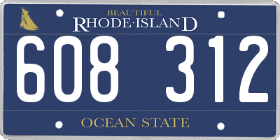 RI license plate 608312