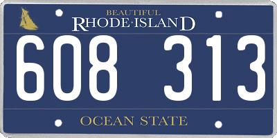 RI license plate 608313