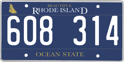 RI license plate 608314