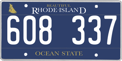 RI license plate 608337