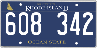 RI license plate 608342