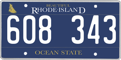 RI license plate 608343