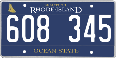 RI license plate 608345