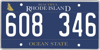 RI license plate 608346