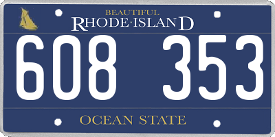RI license plate 608353