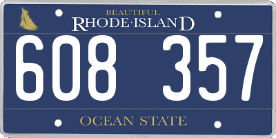 RI license plate 608357
