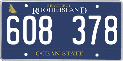 RI license plate 608378