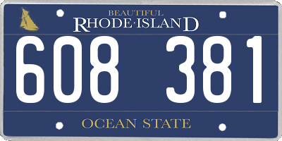 RI license plate 608381