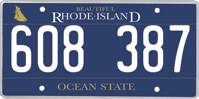 RI license plate 608387