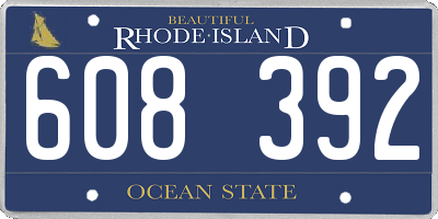 RI license plate 608392