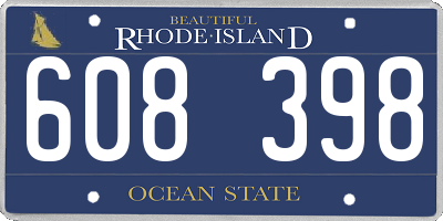 RI license plate 608398