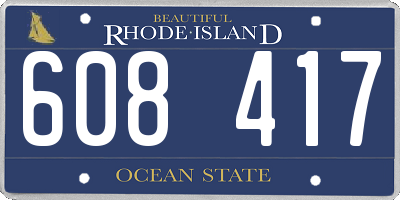 RI license plate 608417