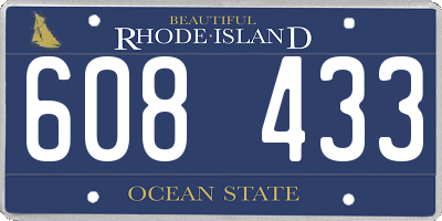 RI license plate 608433