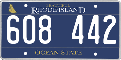 RI license plate 608442