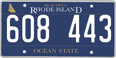 RI license plate 608443