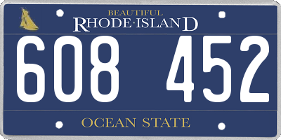 RI license plate 608452