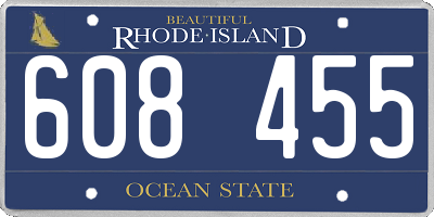 RI license plate 608455