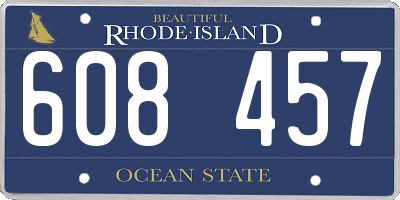 RI license plate 608457