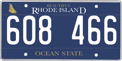 RI license plate 608466