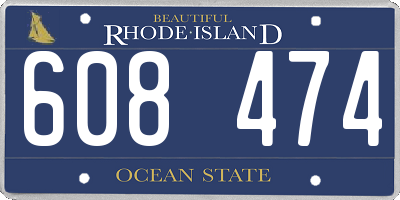 RI license plate 608474