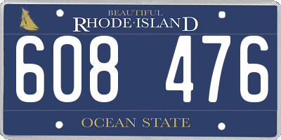 RI license plate 608476