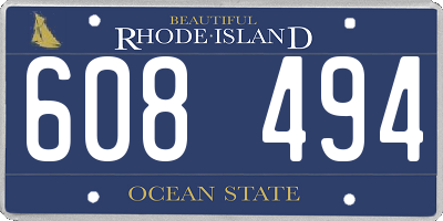 RI license plate 608494