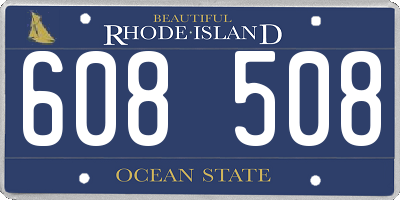 RI license plate 608508
